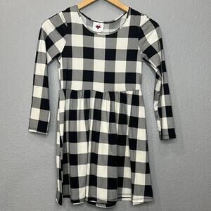 RMLA girls black + white buffalo check dress